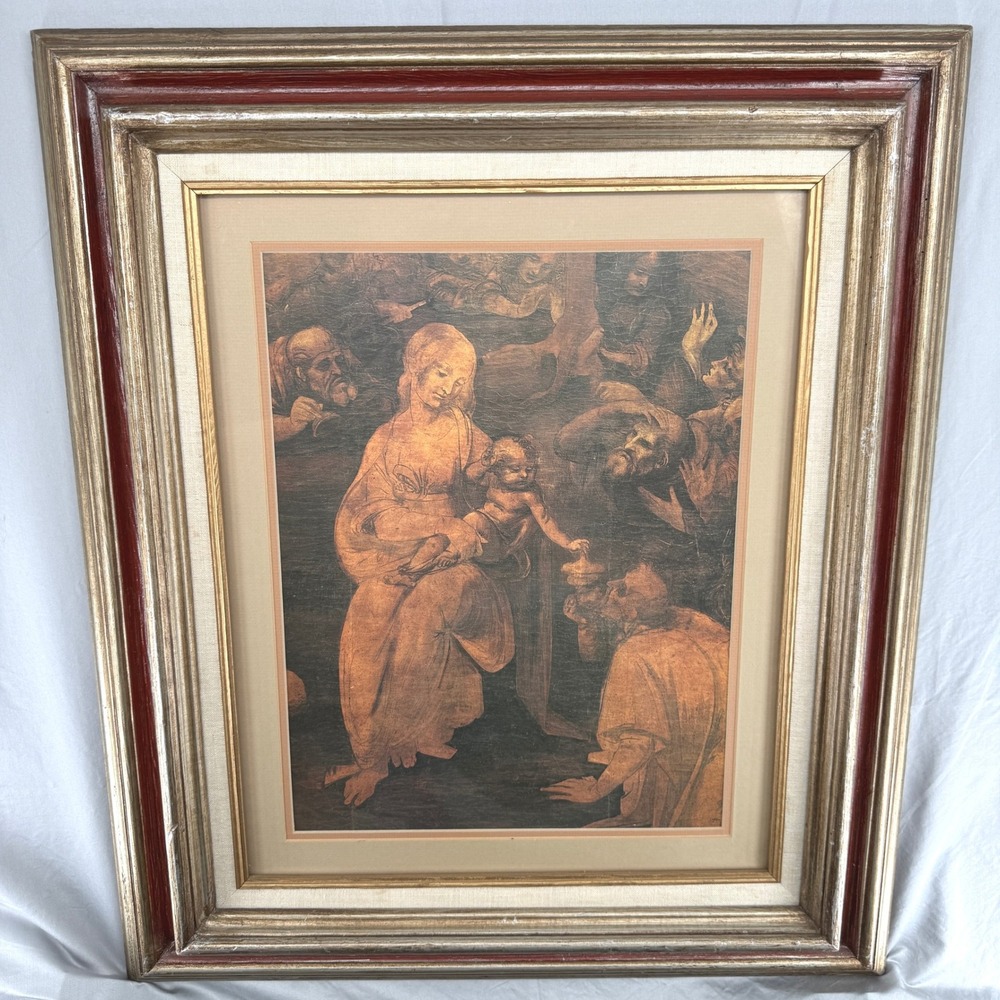 Leonardo da Vinci Adoration of the Magi Framed Print Vintage Religious Art